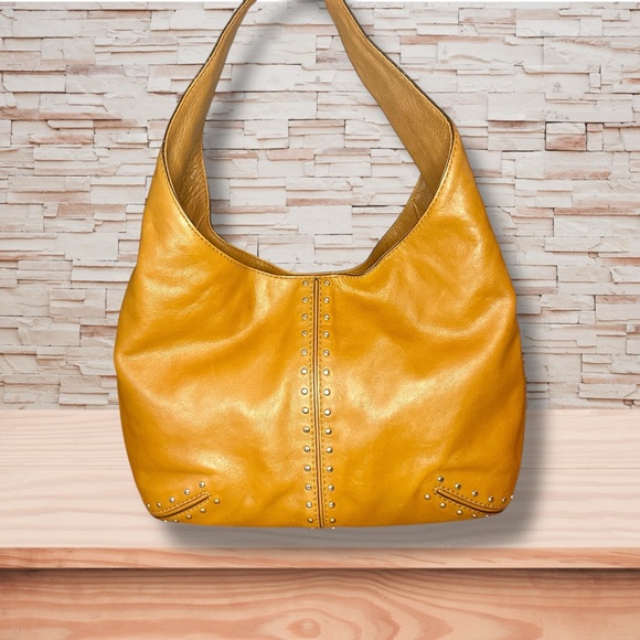 Michael Kors Tan Studded Leather Slouchy Hobo Bag - Picture 1 of 6